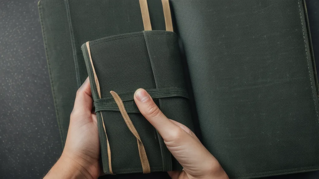 Mano sobre un cuaderno verde de mentoría accidental anotando un caso de gestión de talento